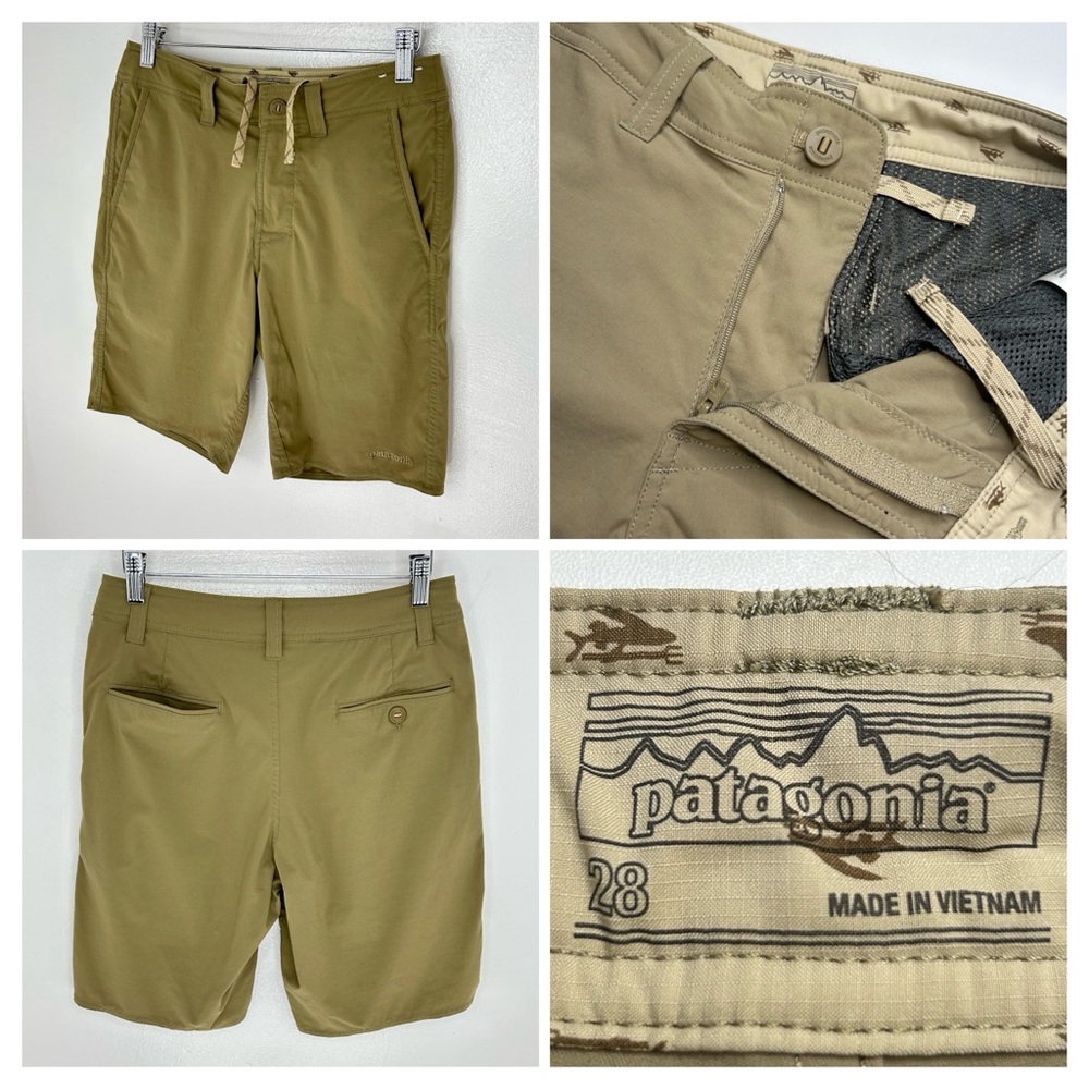 Patagonia Khaki Hiking Shorts Mens Sz 28 Outdoor Mountain Climbing Gorpcore 27x9